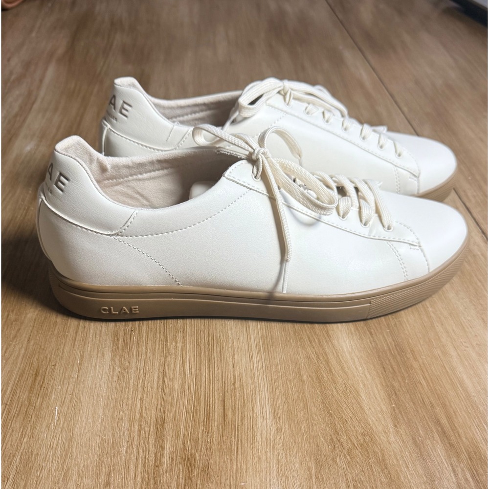 CLAE Bradley White Vegan Leather Sneakers Mens 11.5 Low Top Shoes w/ defect
